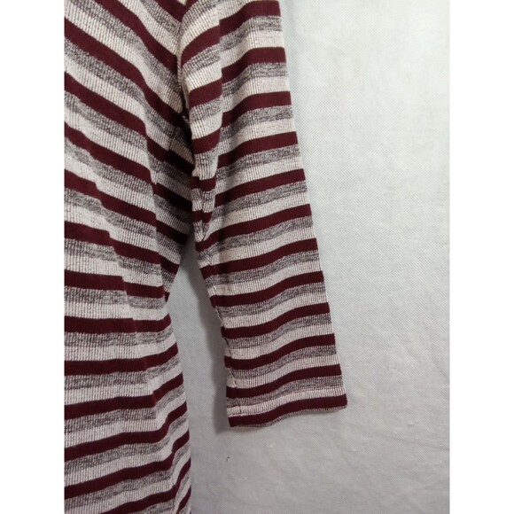 Christopher & Banks Womens Medium 3/4 Sleeve Striped Pullover Burgundy Blouse - Picture 3 of 9